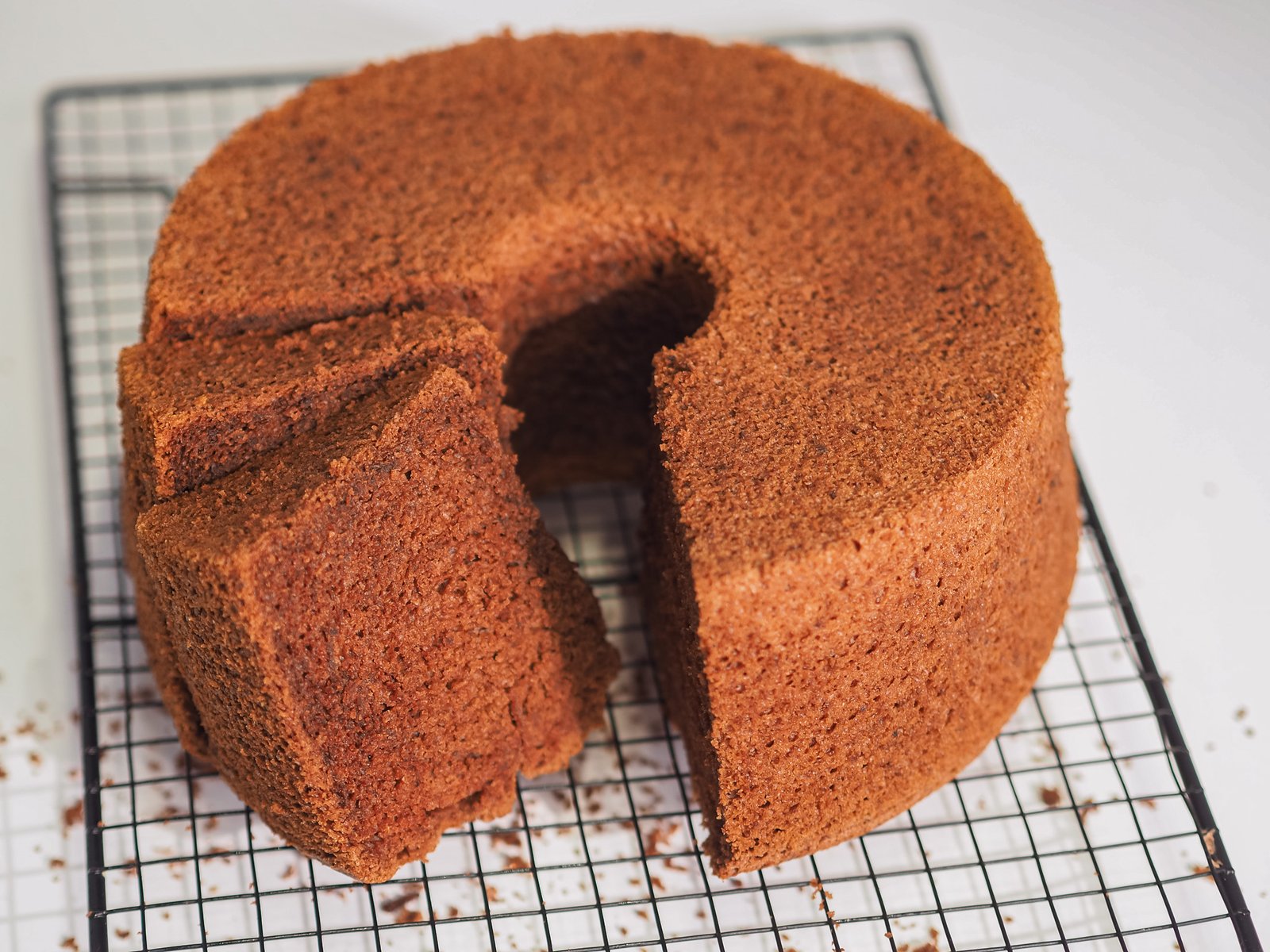 Vegan chiffon cake baked in the classic tin