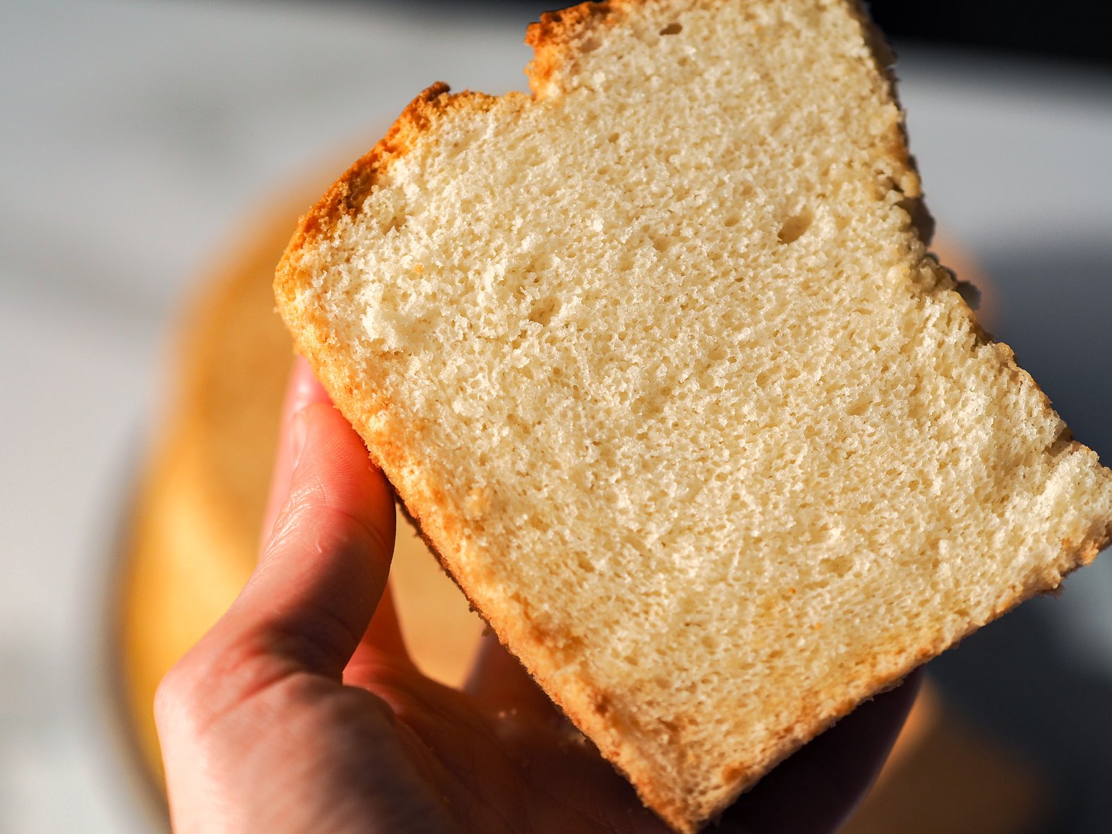 The soft, airy crumb of the vegan chiffon cake